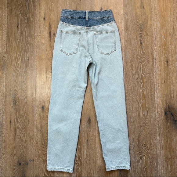 Retro ba&sh Jeans Apolo High Waisted Straight Leg Two-Tone Denim 100% Cotton - Picture 4 of 14